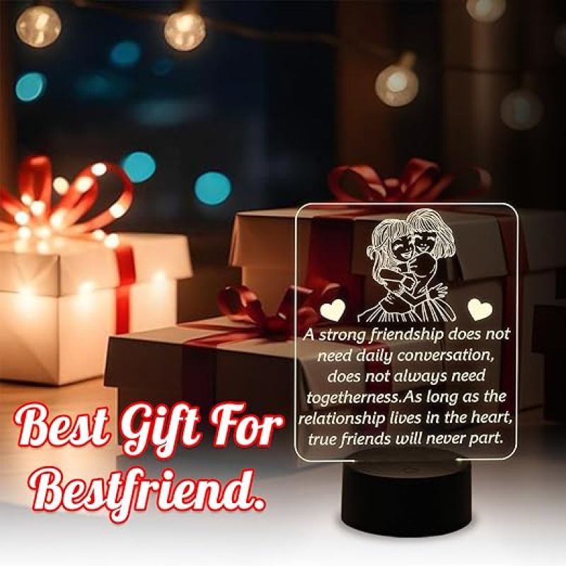 Best Friend Led Lamp Quote Lamp Gift for Friend  Warm White Light  Friendship Day Gift for Bestie  Memorable Gifts for Friends