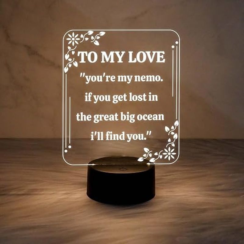 To My Love Engraved Night Lamp  Express Your Love for Loveable Person  Gift for Husband Wife  Warm White Light
