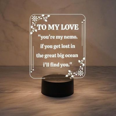 To My Love Engraved Night Lamp  Express Your Love for Loveable Person  Gift for Husband Wife  Warm White Light