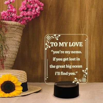To My Love Engraved Night Lamp  Express Your Love for Loveable Person  Gift for Husband Wife  Warm White Light