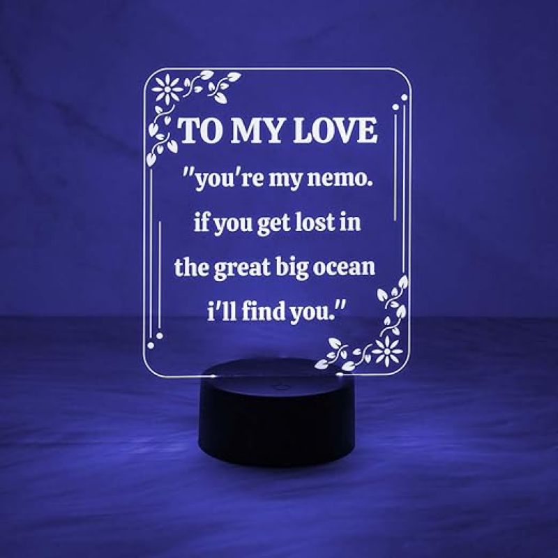 To My Love Engraved Night Lamp  Express Your Love for Loveable Person  Gift for Husband Wife  Automatic Color Changing Light