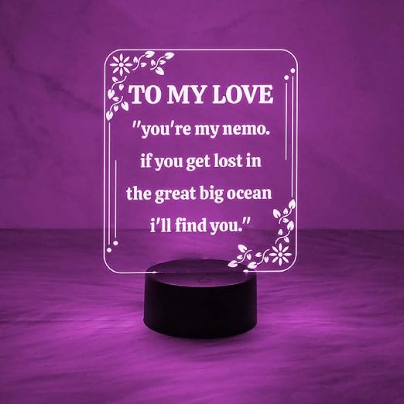 To My Love Engraved Night Lamp  Express Your Love for Loveable Person  Gift for Husband Wife  Automatic Color Changing Light