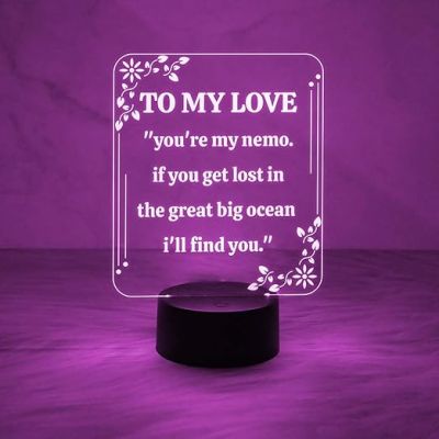 To My Love Engraved Night Lamp  Express Your Love for Loveable Person  Gift for Husband Wife  Automatic Color Changing Light