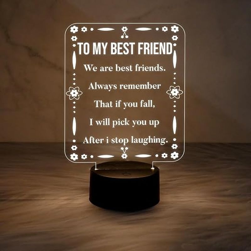 To My Best Friend Engraved Night Lamp with Warm White Light   Gift for Best Friend  Gift for Besties  Birthday Gift for Friend  Friendship Day Gift