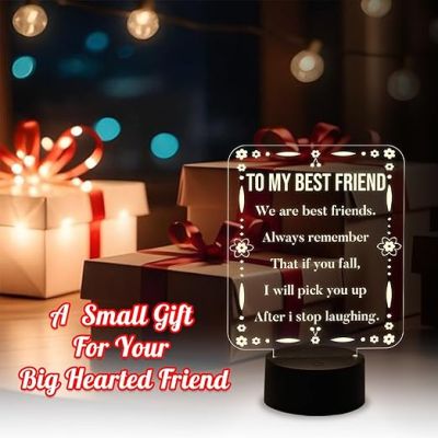 To My Best Friend Engraved Night Lamp with Warm White Light   Gift for Best Friend  Gift for Besties  Birthday Gift for Friend  Friendship Day Gift