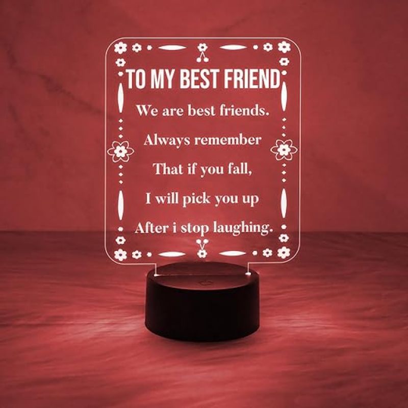 To My Best Friend Engraved Night Lamp with Automatic Color Changing Light  Gift for Best Friend  Gift for Besties  Birthday Gift for Friend