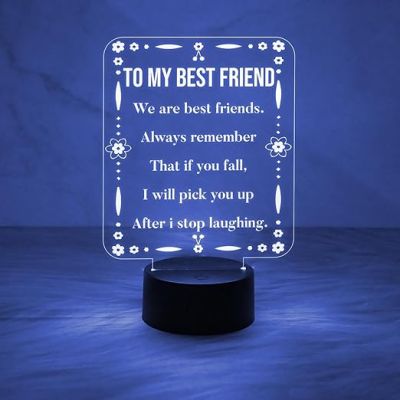 To My Best Friend Engraved Night Lamp with Automatic Color Changing Light  Gift for Best Friend  Gift for Besties  Birthday Gift for Friend