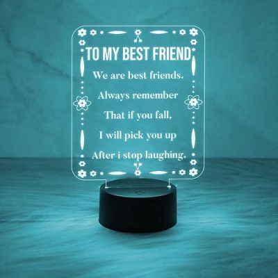 To My Best Friend Engraved Night Lamp with Automatic Color Changing Light  Gift for Best Friend  Gift for Besties  Birthday Gift for Friend