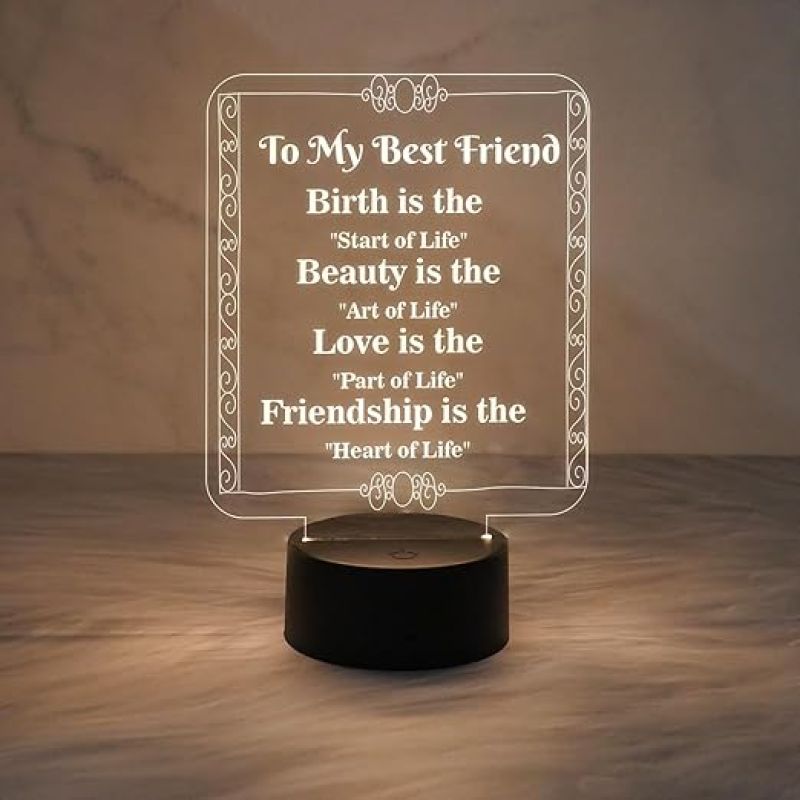 To My Best Friend Night Lamp with Warm White Light  Gift for Best Friend  Gift for Besties  Birthday Gift for Friend