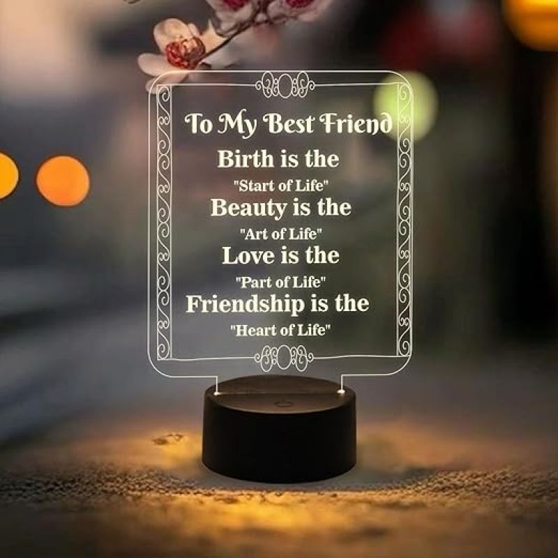 To My Best Friend Night Lamp with Warm White Light  Gift for Best Friend  Gift for Besties  Birthday Gift for Friend