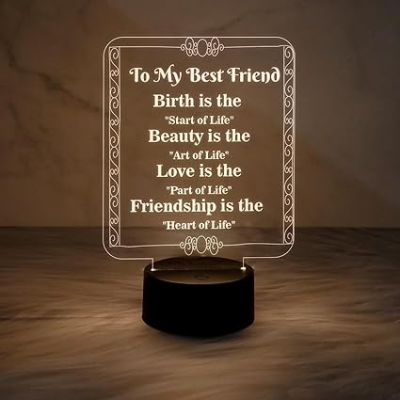 To My Best Friend Night Lamp with Warm White Light  Gift for Best Friend  Gift for Besties  Birthday Gift for Friend