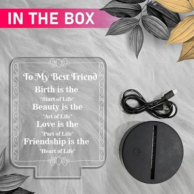 To My Best Friend Night Lamp with Warm White Light  Gift for Best Friend  Gift for Besties  Birthday Gift for Friend