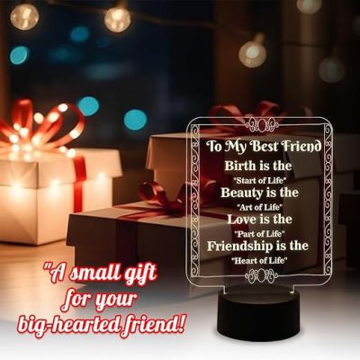 To My Best Friend Night Lamp with Warm White Light  Gift for Best Friend  Gift for Besties  Birthday Gift for Friend