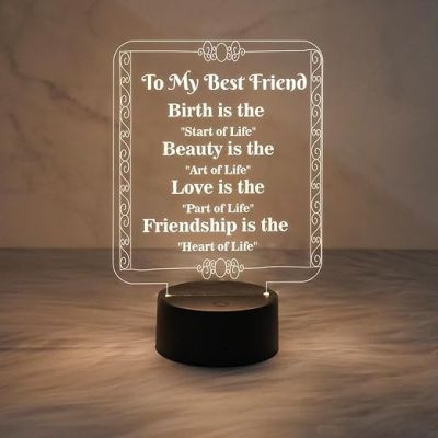 To My Best Friend Night Lamp with Warm White Light  Gift for Best Friend  Gift for Besties  Birthday Gift for Friend