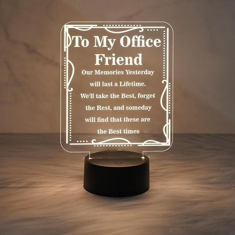 To My Office Friend Engraved Night Lamp with Warm White Light  Gift for Colleagues  Birthday Gift for Office Friend