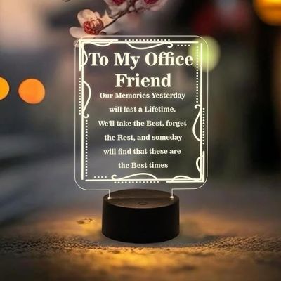 To My Office Friend Engraved Night Lamp with Warm White Light  Gift for Colleagues  Birthday Gift for Office Friend