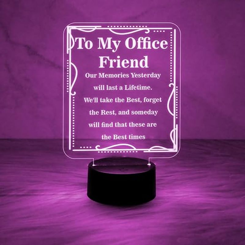 To My Office Friend Engraved Night Lamp with Automatic Color Changing Light  Gift for Colleagues  Birthday Gift for Office Friend