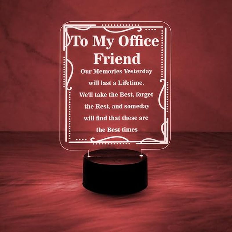 To My Office Friend Engraved Night Lamp with Automatic Color Changing Light  Gift for Colleagues  Birthday Gift for Office Friend