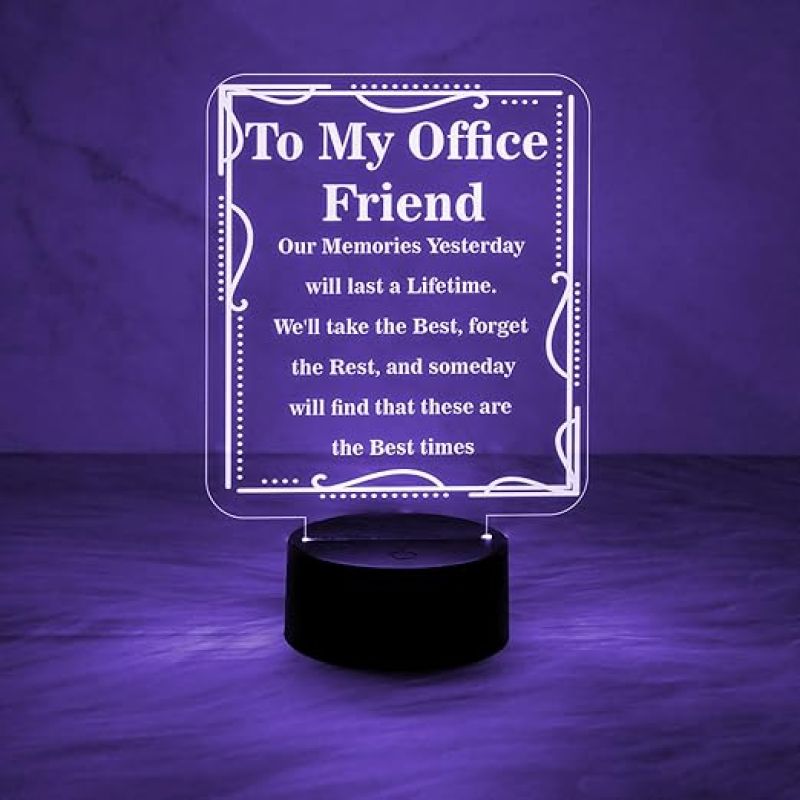 To My Office Friend Engraved Night Lamp with Automatic Color Changing Light  Gift for Colleagues  Birthday Gift for Office Friend