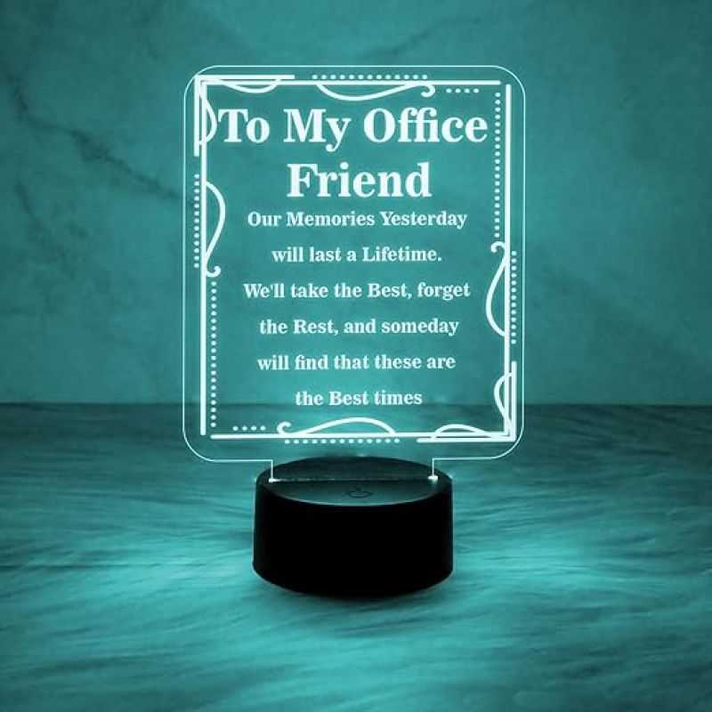 To My Office Friend Engraved Night Lamp with Automatic Color Changing Light  Gift for Colleagues  Birthday Gift for Office Friend