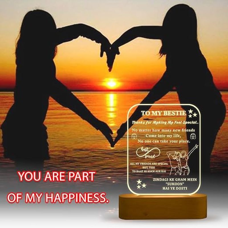 Personalized to My Bestie Quote Engraved Night Lamp with Warm White Light  Friendship Day Gifts for Best Friend  Gift for Bestie  Birthday Gift for Friends