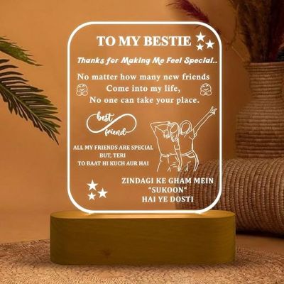 Personalized to My Bestie Quote Engraved Night Lamp with Warm White Light  Friendship Day Gifts for Best Friend  Gift for Bestie  Birthday Gift for Friends