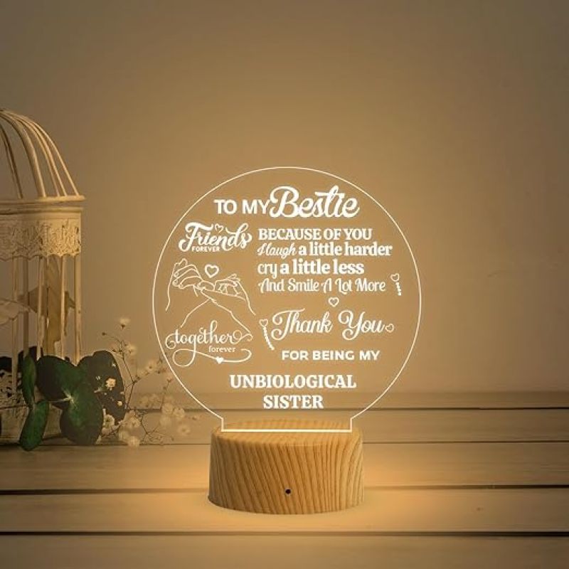 To My Bestie Engraved Acrylic Led Night Lamp with Warm White Light  Gift for BFF  Birthday Gift for Bestie  Happy Friendship Day Gift