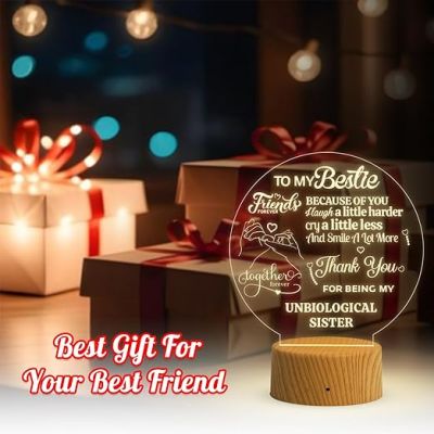 To My Bestie Engraved Acrylic Led Night Lamp with Warm White Light  Gift for BFF  Birthday Gift for Bestie  Happy Friendship Day Gift