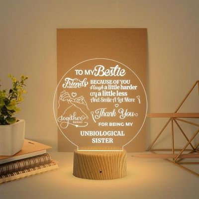 To My Bestie Engraved Acrylic Led Night Lamp with Warm White Light  Gift for BFF  Birthday Gift for Bestie  Happy Friendship Day Gift