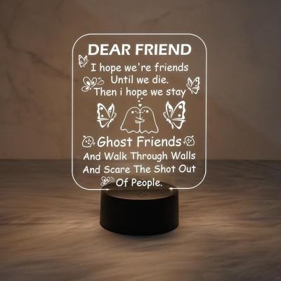 Dear Friend LED Acrylic Night Light  3D Illusion Lamp  Friends Night Light for Best Friend  Warm White Light  Gift for Friend