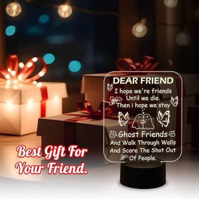 Dear Friend LED Acrylic Night Light  3D Illusion Lamp  Friends Night Light for Best Friend  Warm White Light  Gift for Friend