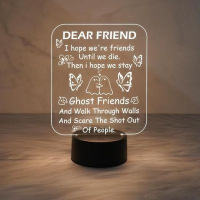 Dear Friend LED Acrylic Night Light  3D Illusion Lamp  Friends Night Light for Best Friend  Warm White Light  Gift for Friend