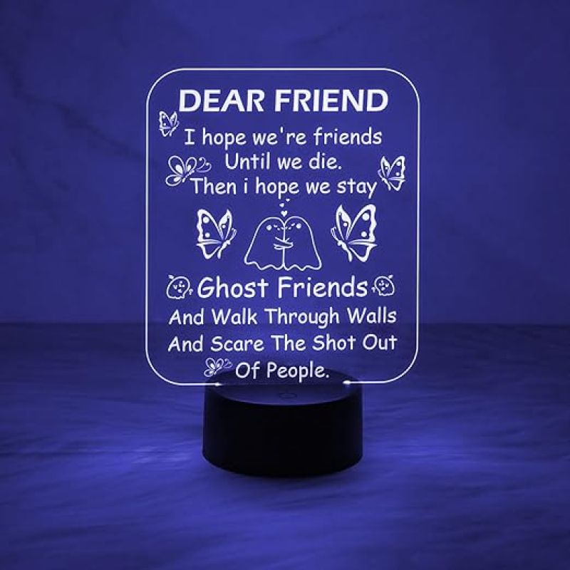 Dear Friend LED Acrylic Night Light  3D Illusion Lamp  Friends Night Light for Best Friend  7 Color Changing Light  Gift for Friend