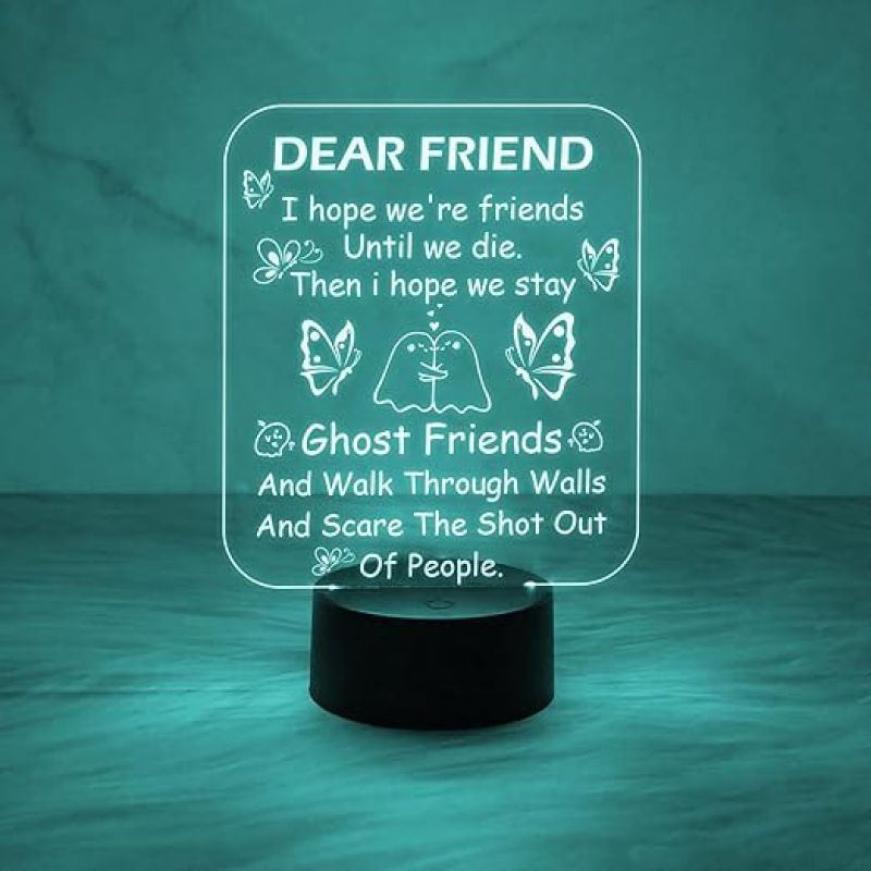 Dear Friend LED Acrylic Night Light  3D Illusion Lamp  Friends Night Light for Best Friend  7 Color Changing Light  Gift for Friend