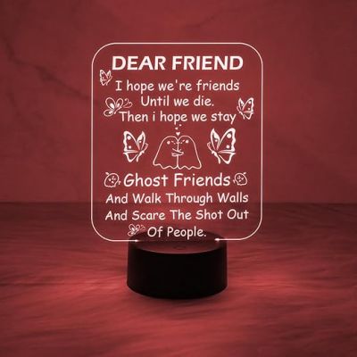 Dear Friend LED Acrylic Night Light  3D Illusion Lamp  Friends Night Light for Best Friend  7 Color Changing Light  Gift for Friend