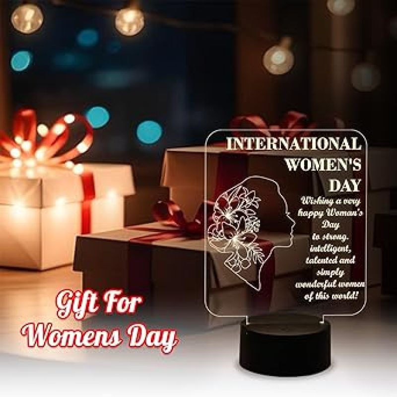 3D Illusion Night Lamp International Womens Day Led Table Lamp Best Gift for Women  Thankyou Gift for Women  Gift for Womens Day (Warm White Light)