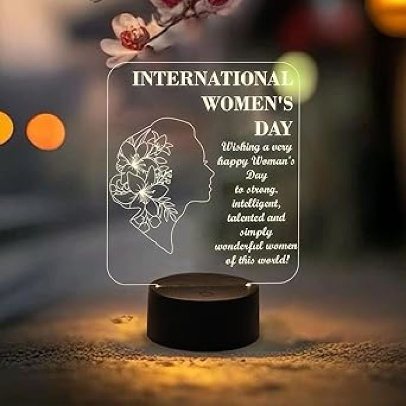 3D Illusion Night Lamp International Womens Day Led Table Lamp Best Gift for Women  Thankyou Gift for Women  Gift for Womens Day (Warm White Light)