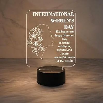 3D Illusion Night Lamp International Womens Day Led Table Lamp Best Gift for Women  Thankyou Gift for Women  Gift for Womens Day (Warm White Light)