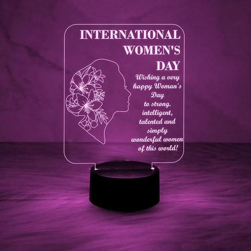 3D Illusion Night Lamp International Womens Day Led Table Lamp Best Gift for Women  Thankyou Gift for Women  Gift for Womens Day (Multicolored Light)