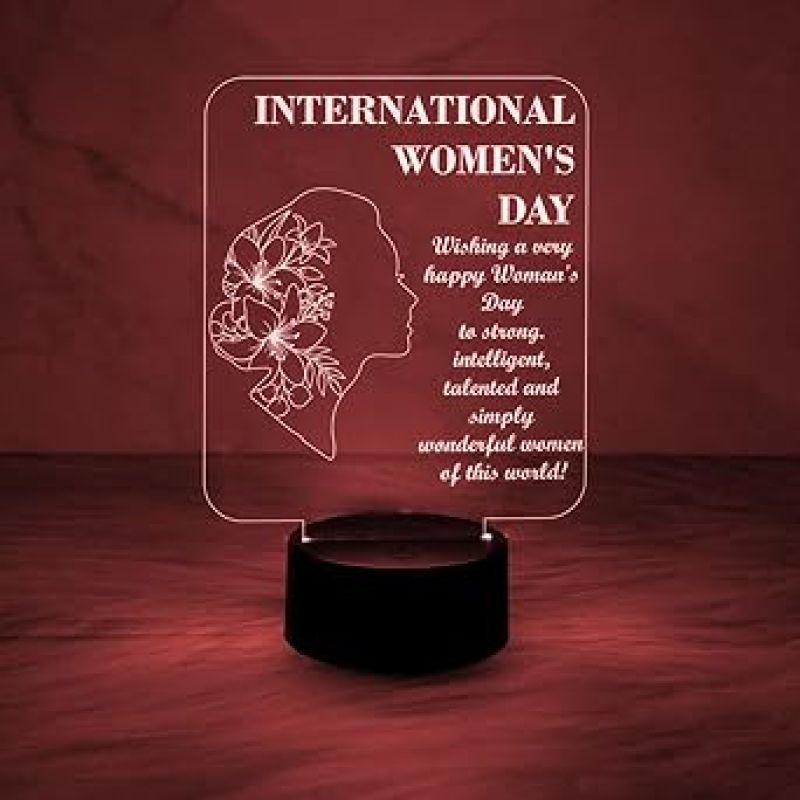 3D Illusion Night Lamp International Womens Day Led Table Lamp Best Gift for Women  Thankyou Gift for Women  Gift for Womens Day (Multicolored Light)