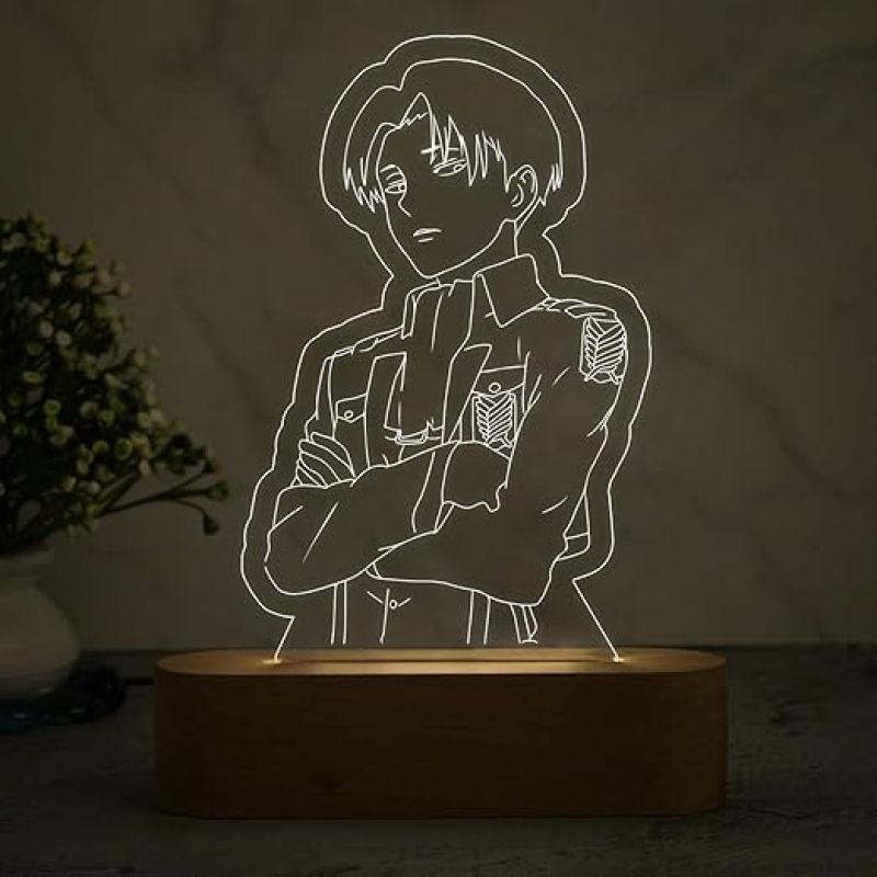 Anime LeviAckerman  Night Lamp with Cool White Light  Attack on Titan Night Lamp  Gift for Anime Lover  Birthday Gift for Anime Fan