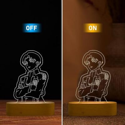 Anime LeviAckerman  Night Lamp with Cool White Light  Attack on Titan Night Lamp  Gift for Anime Lover  Birthday Gift for Anime Fan