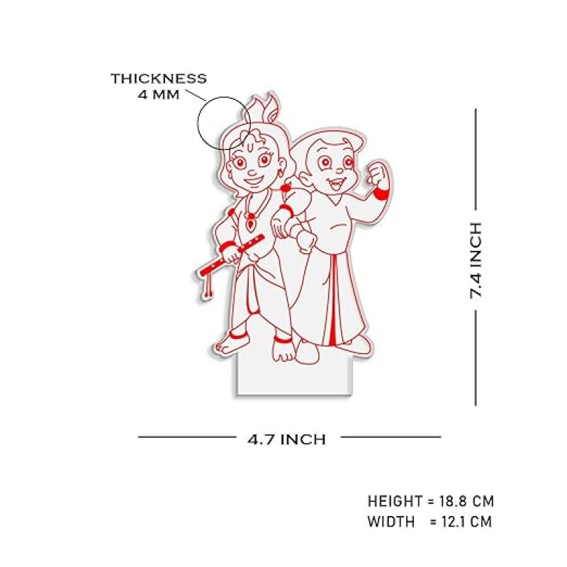 3D Illusion Lord Krishna & Chhota Bheem Night Lamp  Best Housewarming Gifting Ideas  Spiritual Decor Light  Warm White Light