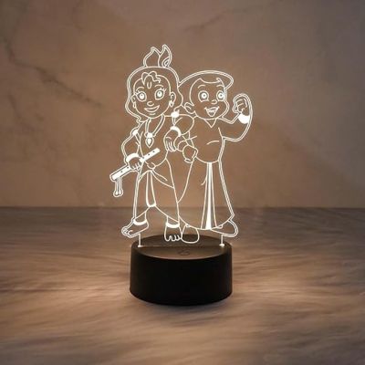 3D Illusion Lord Krishna & Chhota Bheem Night Lamp  Best Housewarming Gifting Ideas  Spiritual Decor Light  Warm White Light