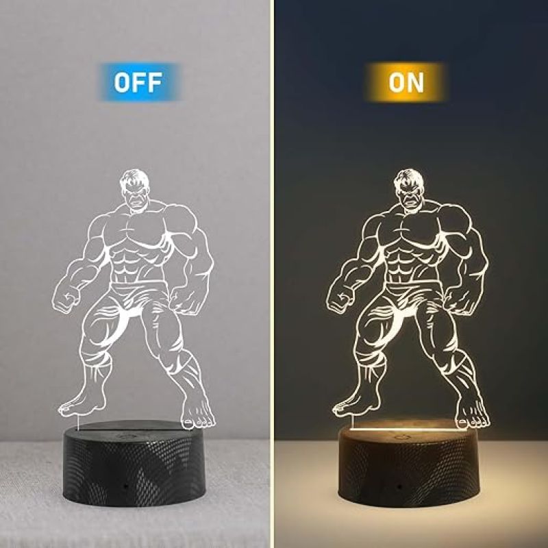 3D Illusion Hulk Avengers Desk Table Lamp with Warm White Light  Gift for Avengers Lover & Kids Room Decor Light