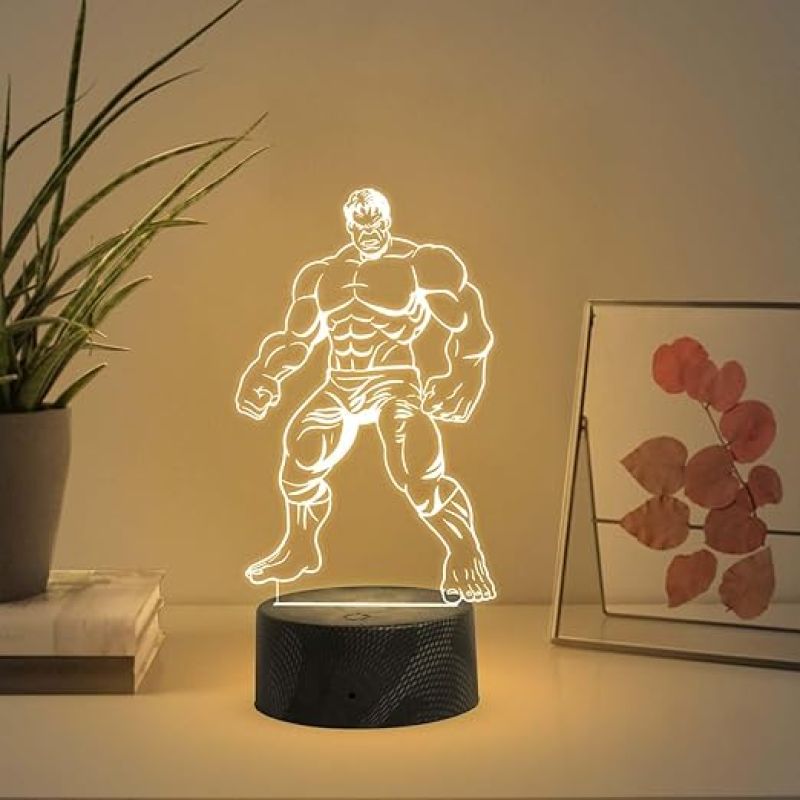 3D Illusion Hulk Avengers Desk Table Lamp with Warm White Light  Gift for Avengers Lover & Kids Room Decor Light