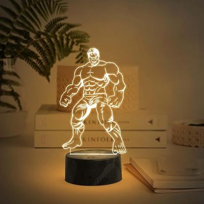 3D Illusion Hulk Avengers Desk Table Lamp with Warm White Light  Gift for Avengers Lover & Kids Room Decor Light