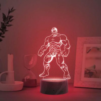 3D Illusion Hulk  Avengers Desk Table Lamp with Automatic Color Changing Light  Gift for Avengers Lover & Kids Room Decor Light