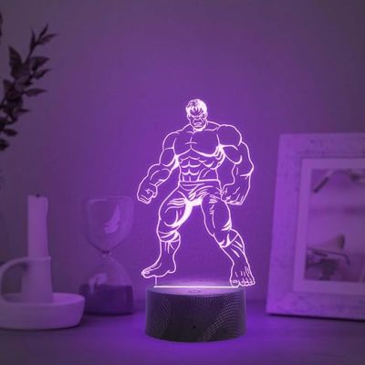3D Illusion Hulk  Avengers Desk Table Lamp with Automatic Color Changing Light  Gift for Avengers Lover & Kids Room Decor Light
