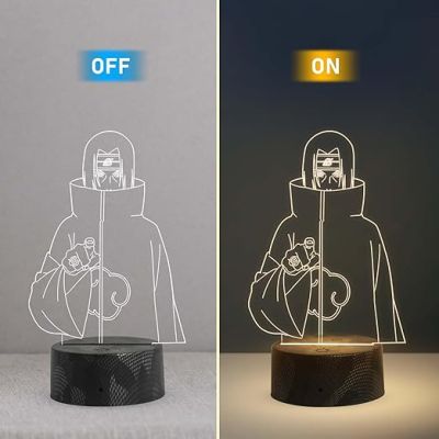 3D Illusion Anime Figure Desk Table Lamp with Warm White   Birthday Gift for Anime Lover  Bedside Table Lamp (Itachi GenjutsuOtaku)